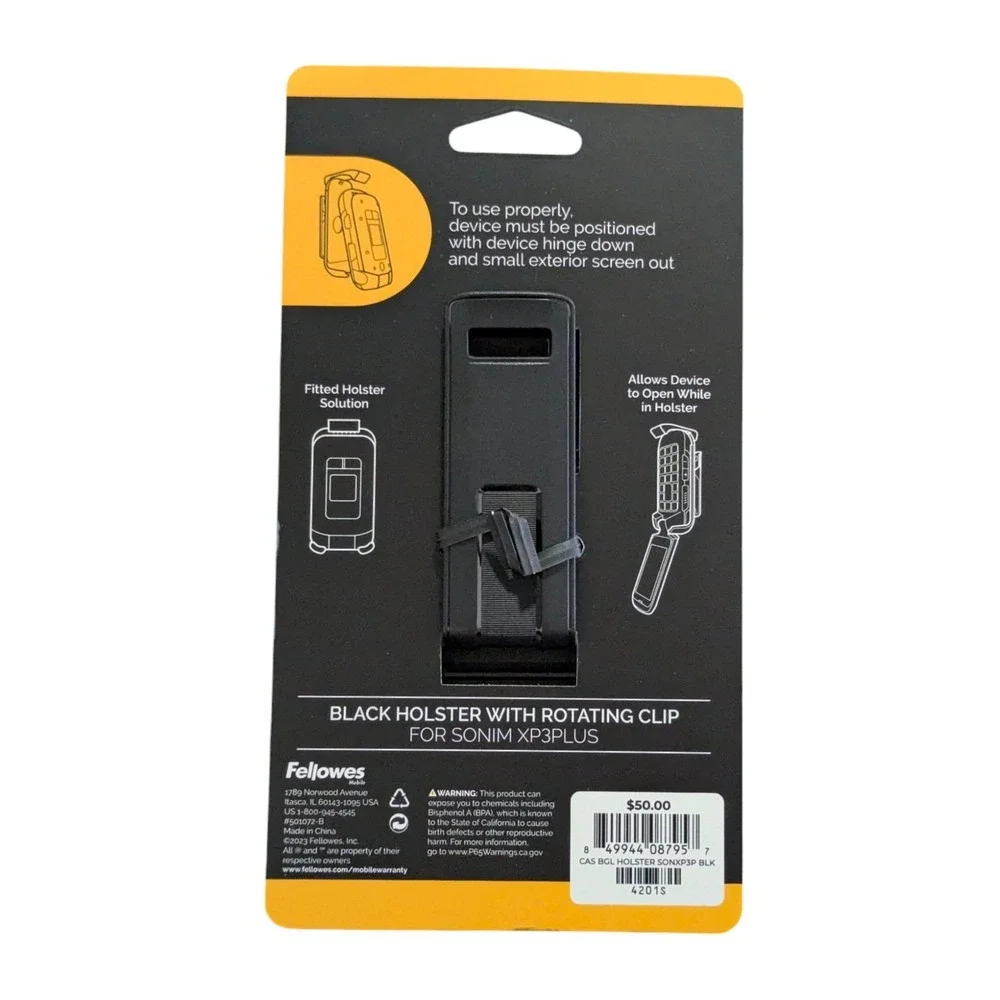 Bb. Fellowes - Black‎ Holster with Rotating Clip for Sonim XP3Plus